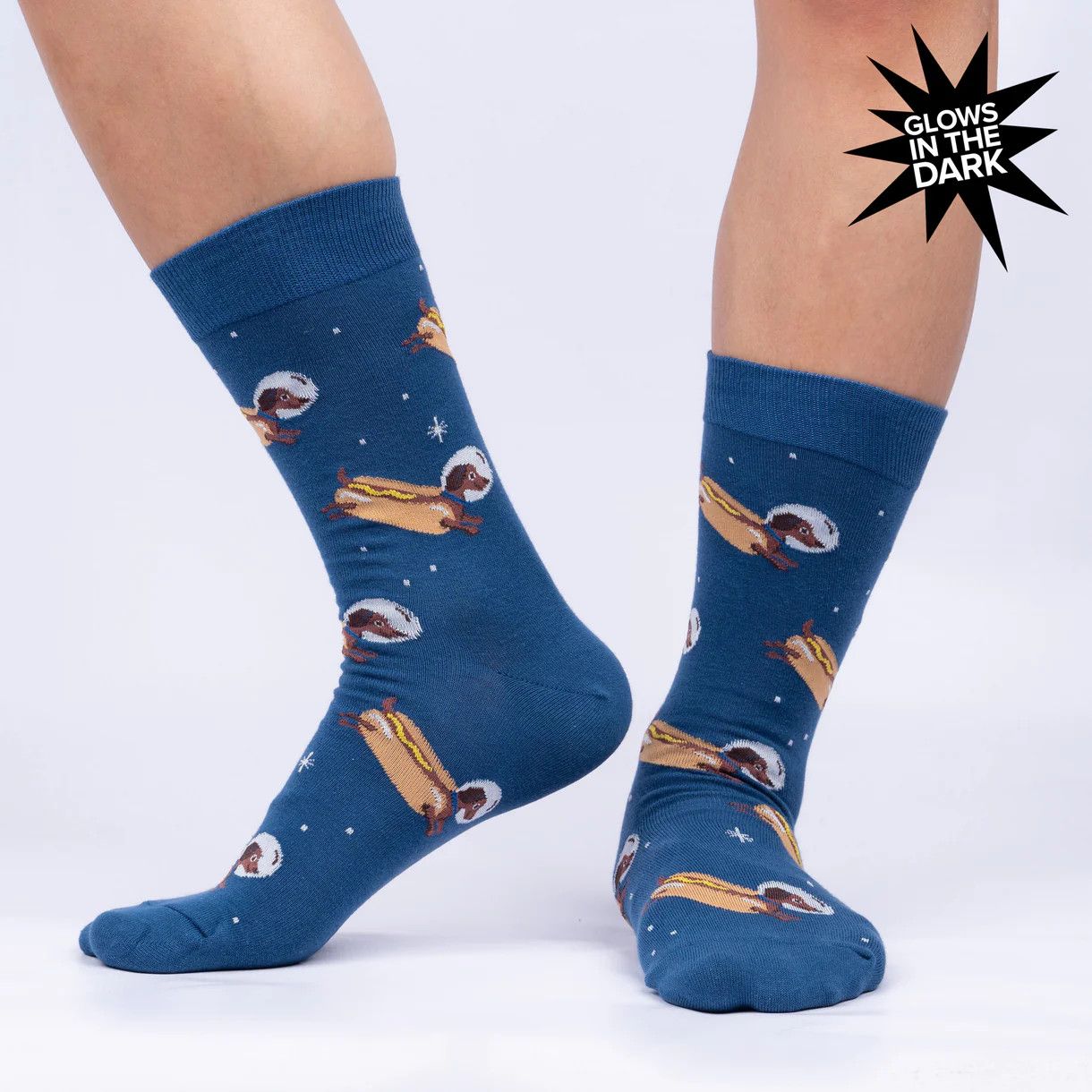Men's Crew Socks Weiner Dogs, In Space!