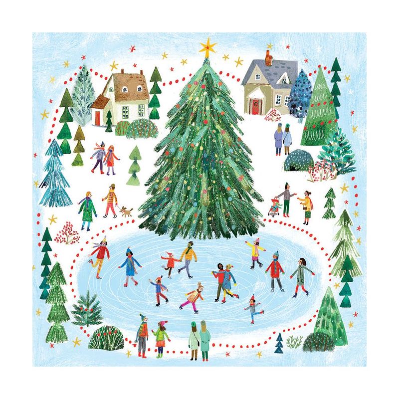 Boxed Christmas Cards Small Square Christmas Skating