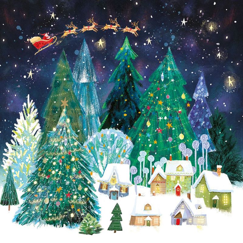 Boxed Christmas Cards Christmas Square Santas Sleigh
