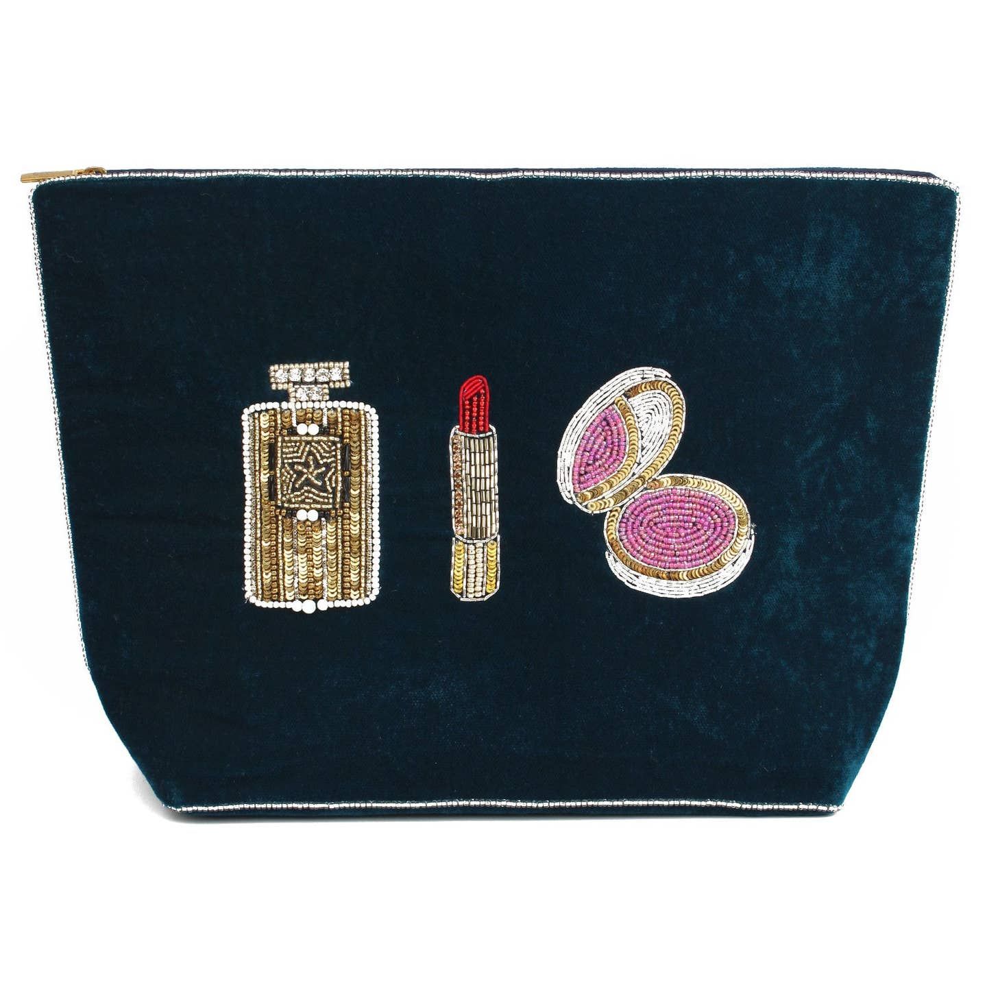Large Beaded Velvet Pouch Makeup