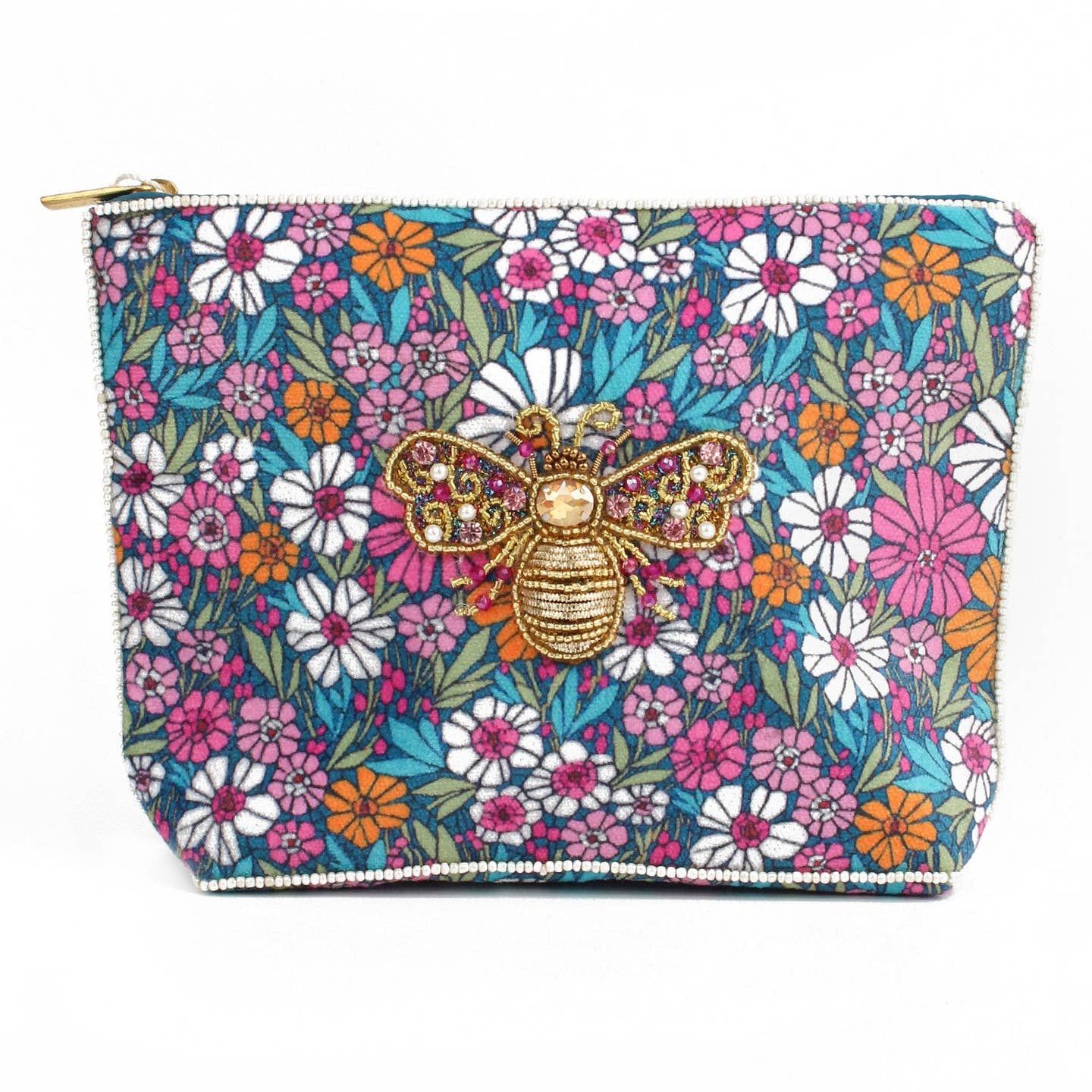 Floral Print Bee Medium Pouch