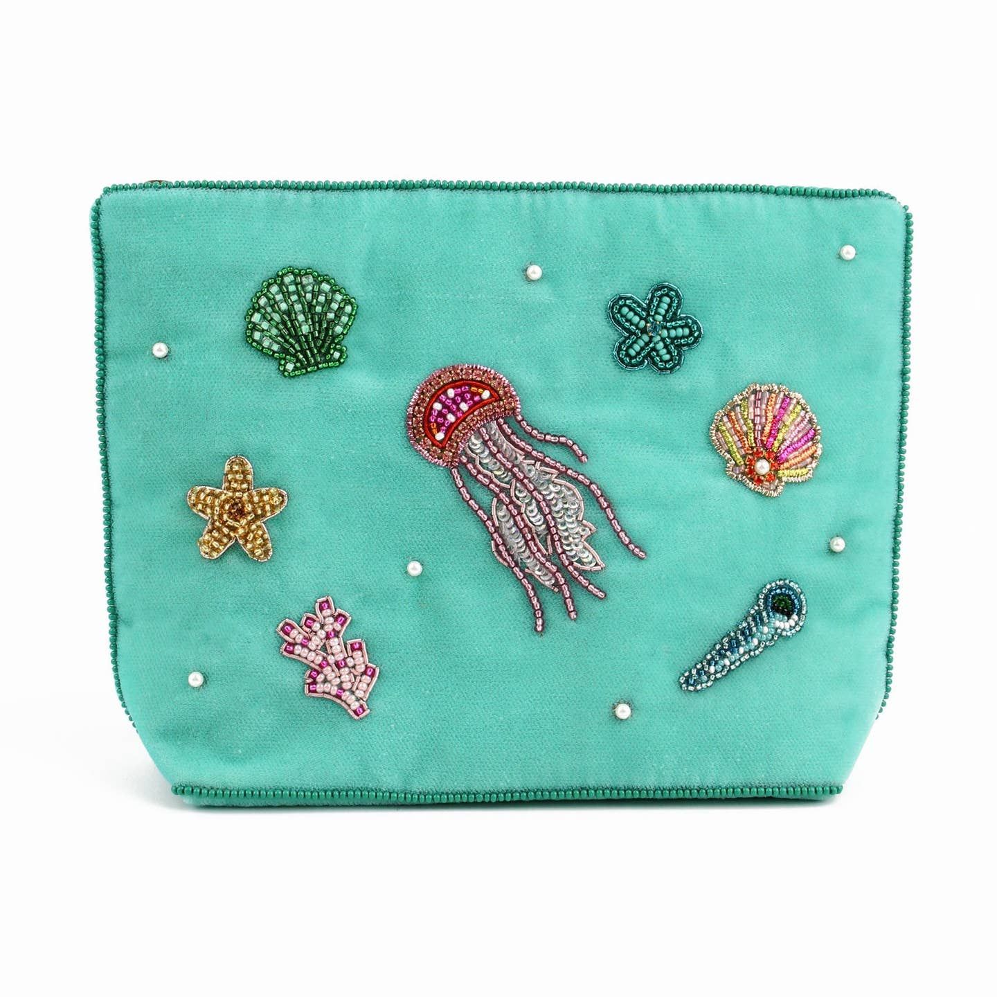 Medium Beaded  Pouch New Sea Scene