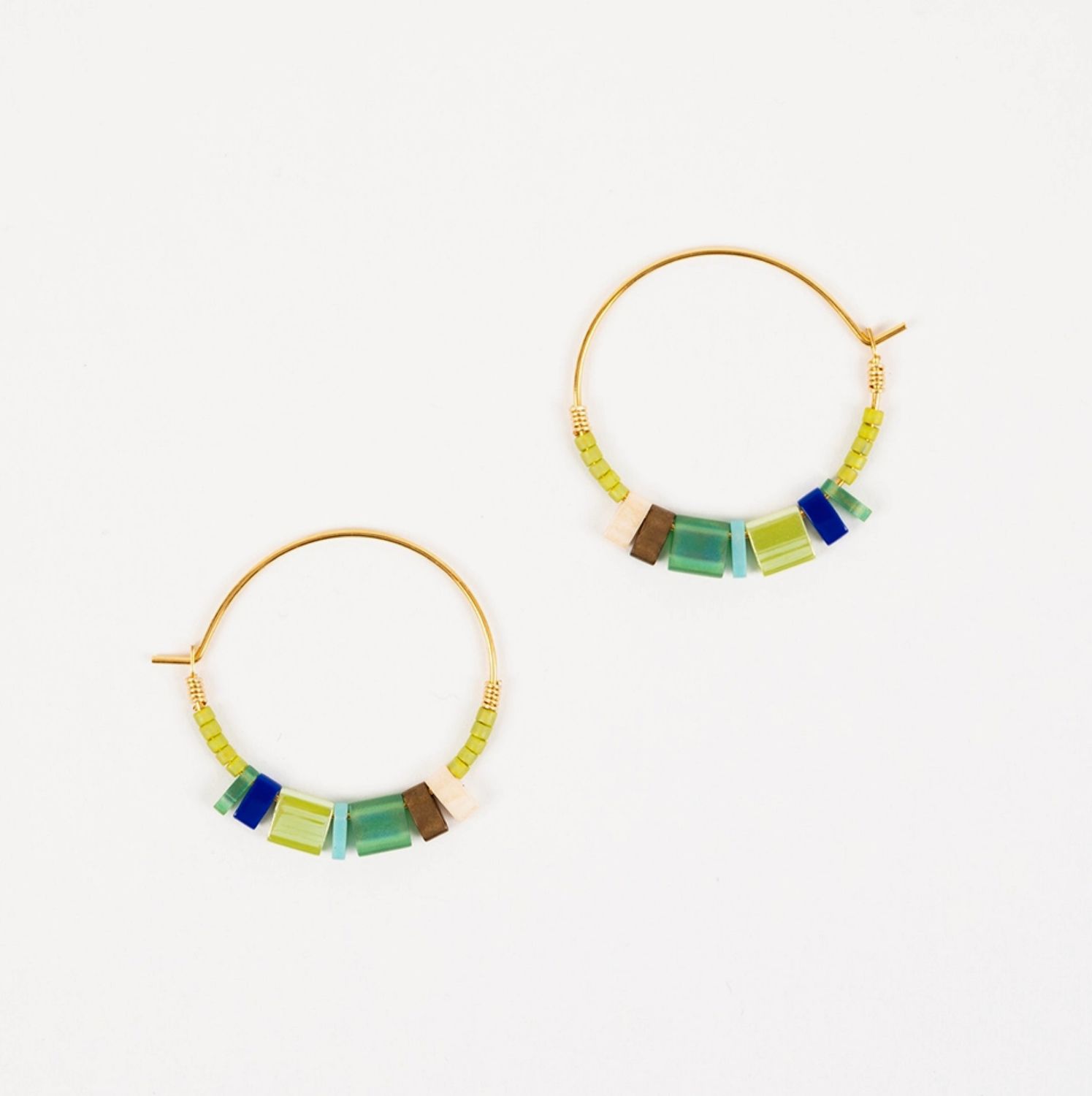 Tila Hoop Earrings Green Denim