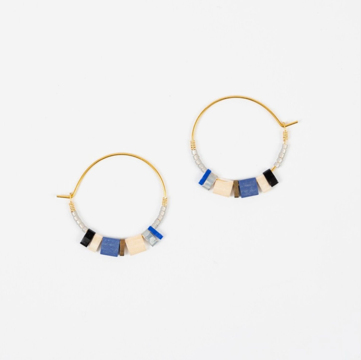 Tila Hoop Earrings Blue Denim