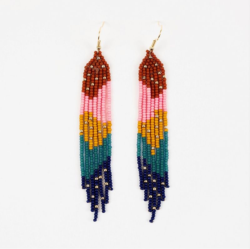 Strata Fringe Earrings Deep Pop