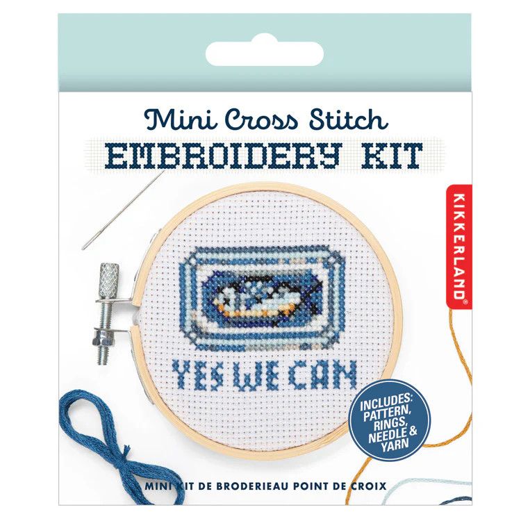 Mini Cross Stitch Embroidery Yes We Can Sardine