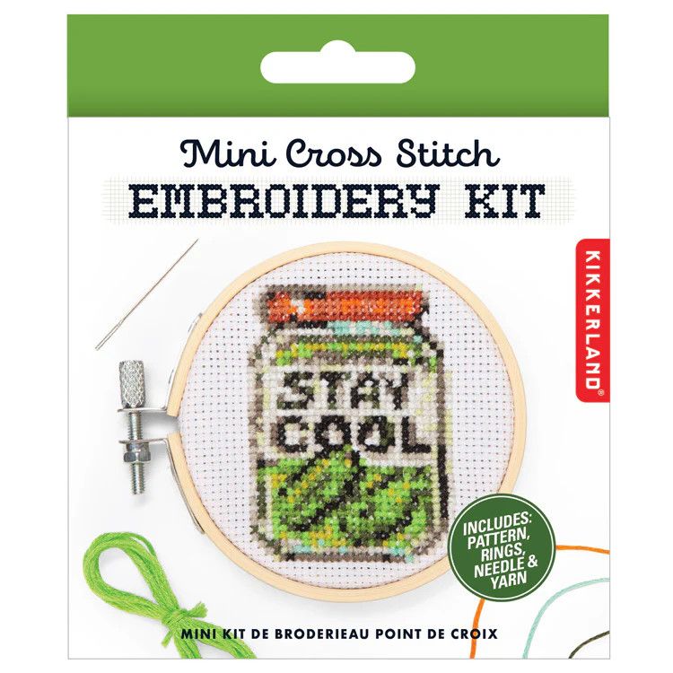 Mini Cross Stitch Embroidery Stay Cool Pickle