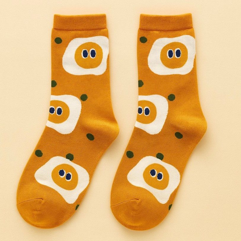"Fried Egg" Yellow Crew Socks