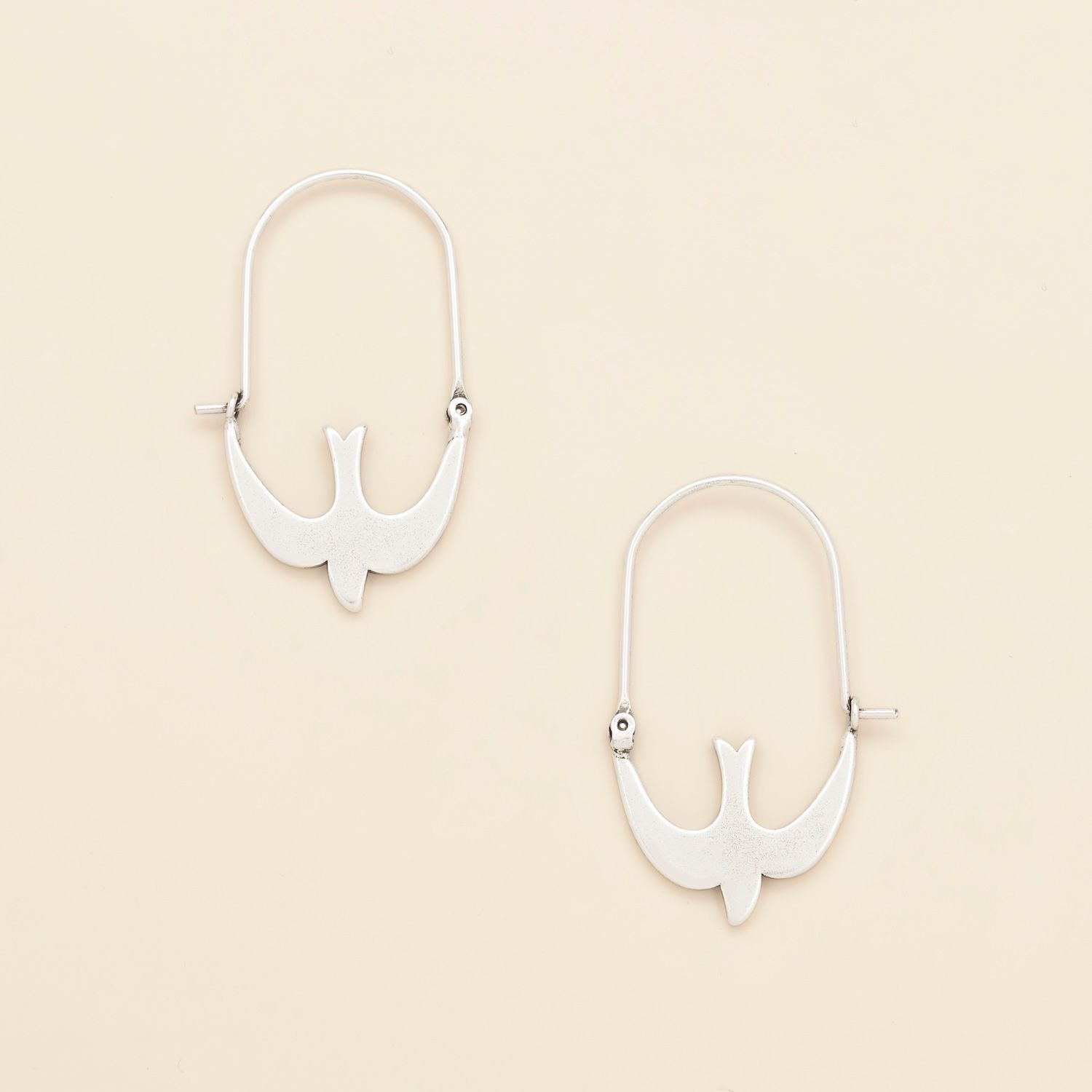 Refined Icon Earring Swallow Hoop Silver