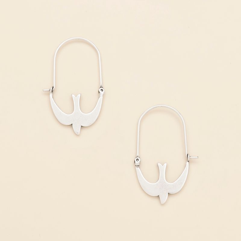 Refined Icon Earring Swallow Hoop Silver