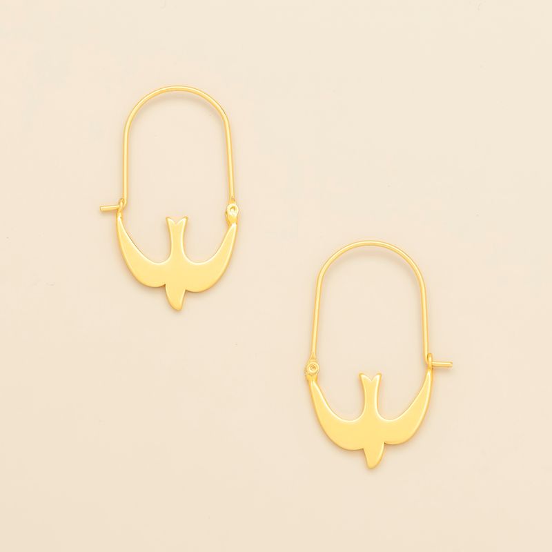 Refined Icon Earring Swallow Hoop Gold