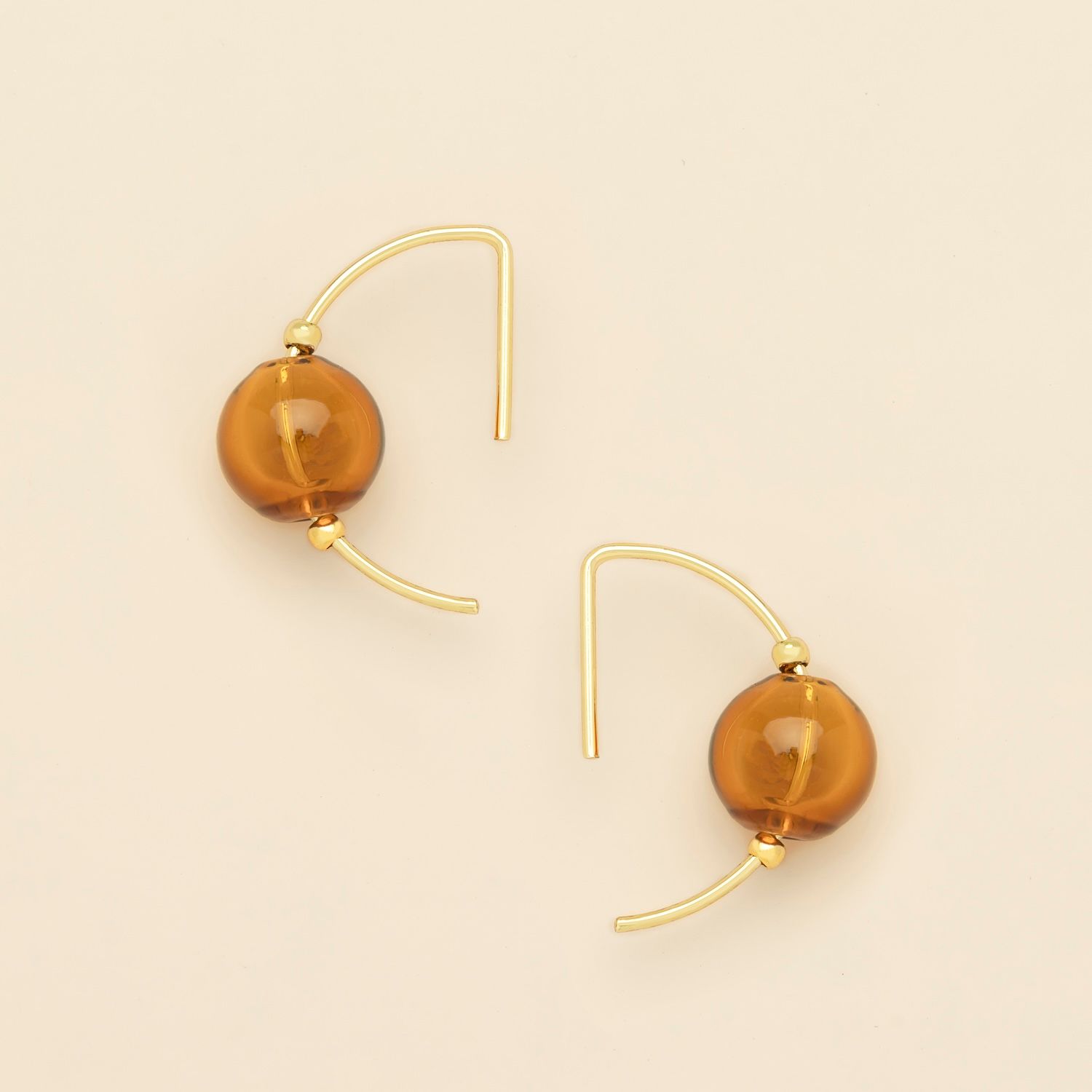 Refined Glass Hoop Earring Topaz/Gold