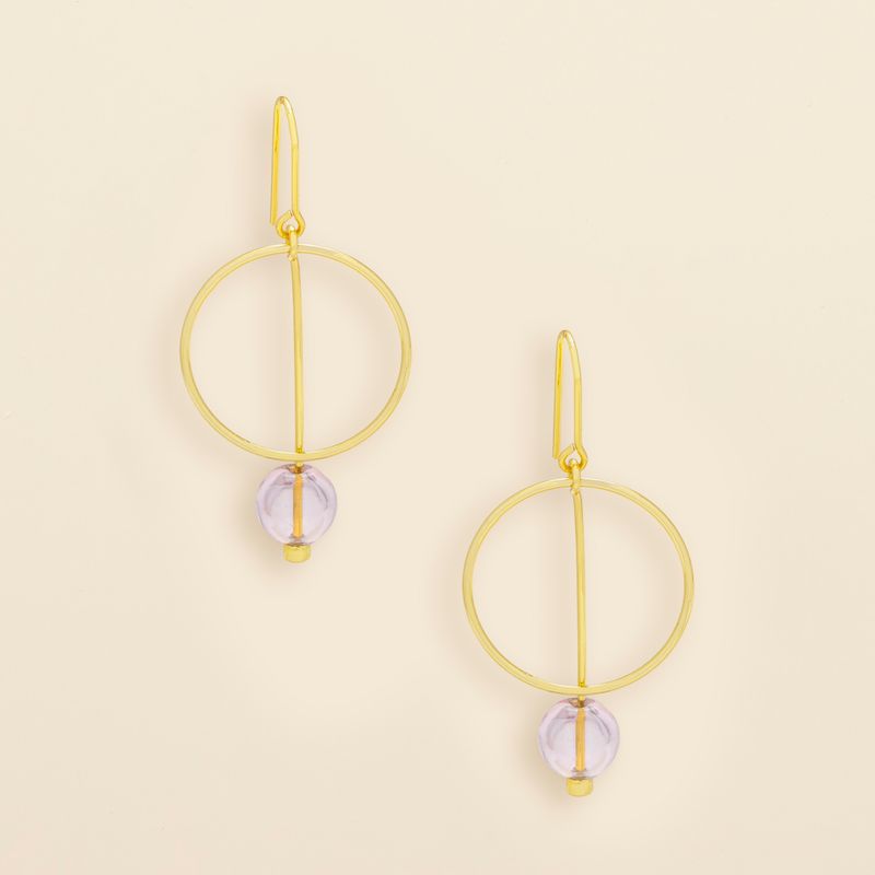 Refined Glass Drop Earring Pink/Gold