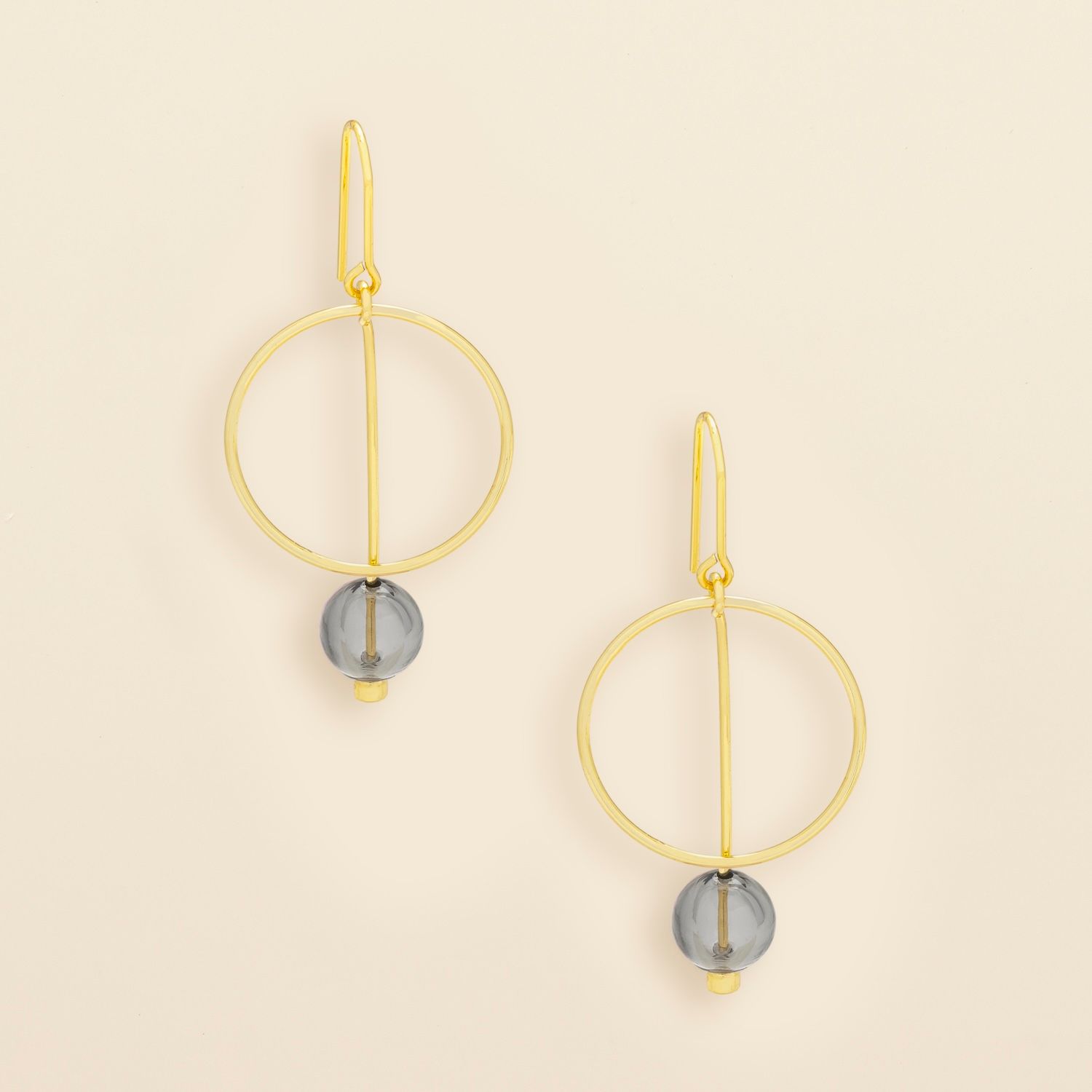 Refined Glass Drop Earring Smoke/Gold