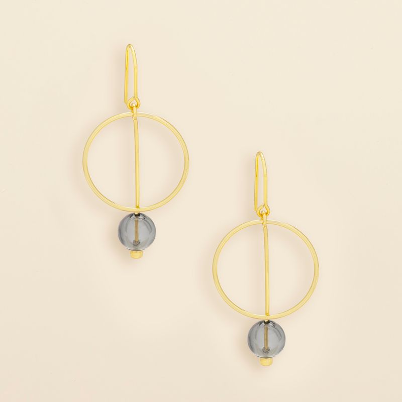 Refined Glass Drop Earring Smoke/Gold
