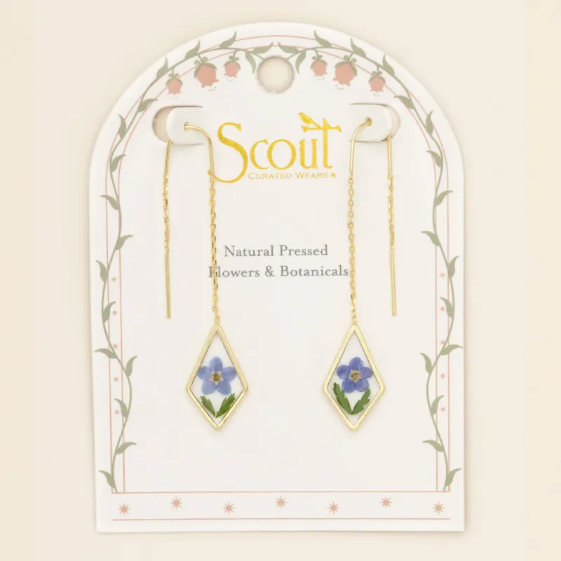 Pressed Flower Thread Earring Blue Forget Me Not