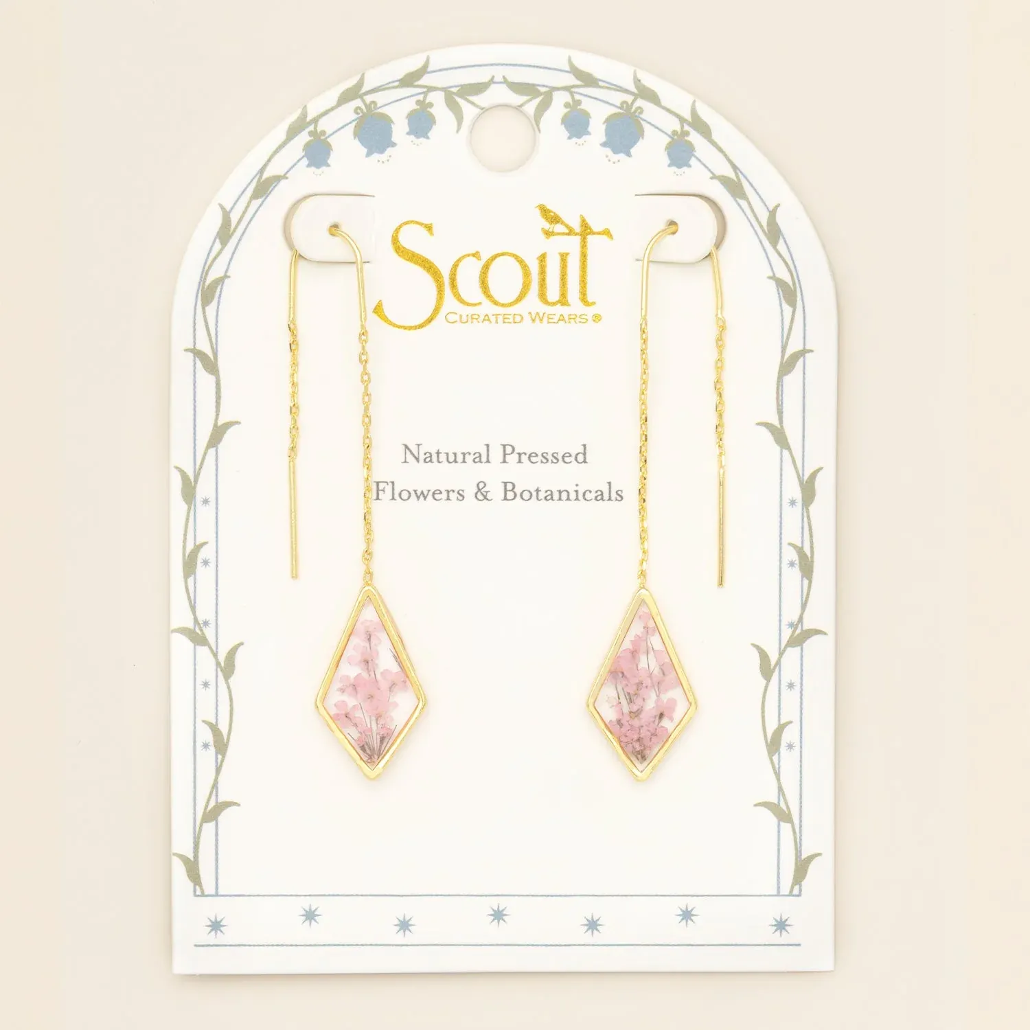 Pressed Flower Thread Earring Pink Lace Flower