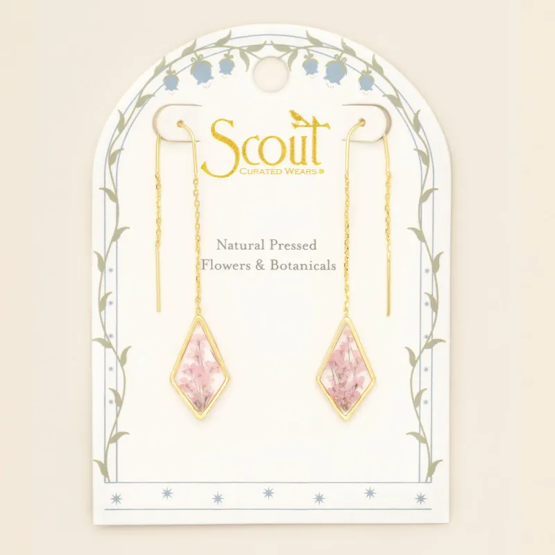 Pressed Flower Thread Earring Pink Lace Flower