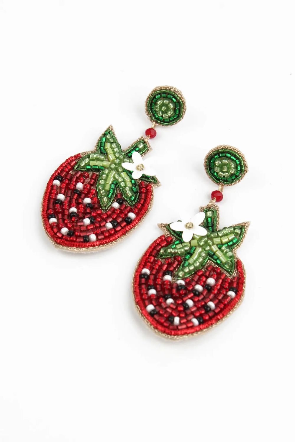 Beaded Strawberry Earrings
