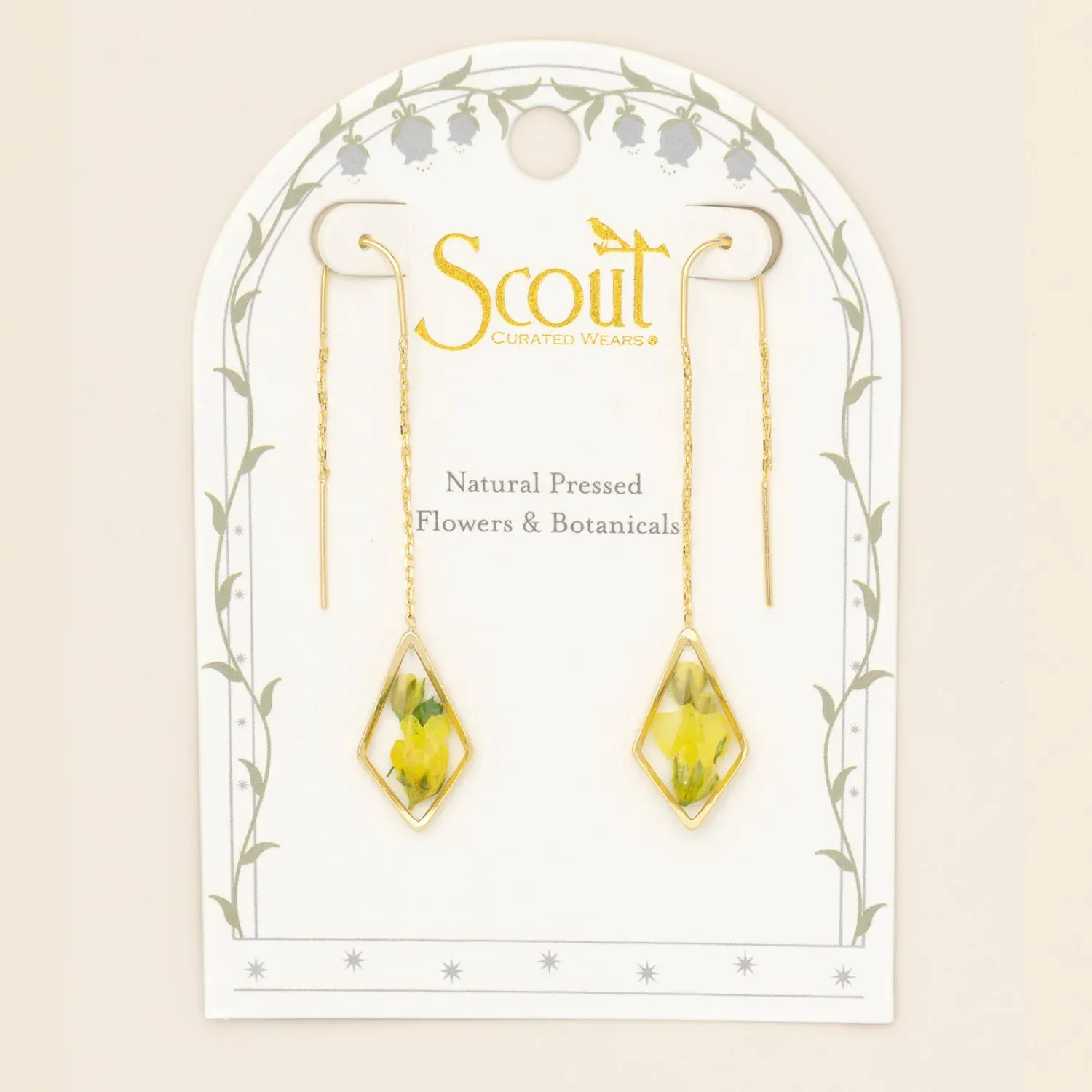Pressed Flower Thread Earring Yellow Babys Breath