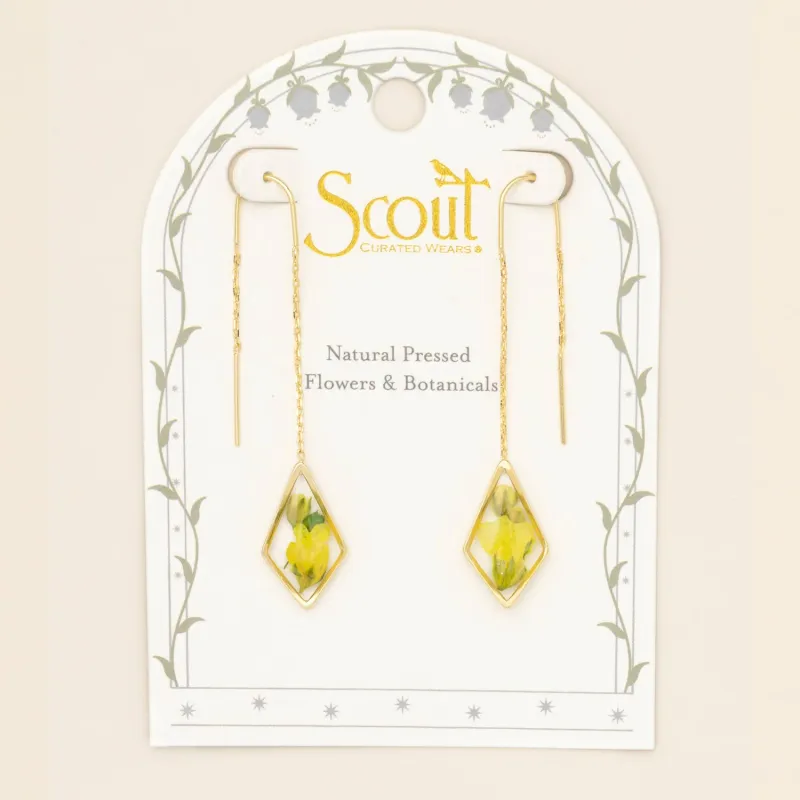 Pressed Flower Thread Earring Yellow Babys Breath