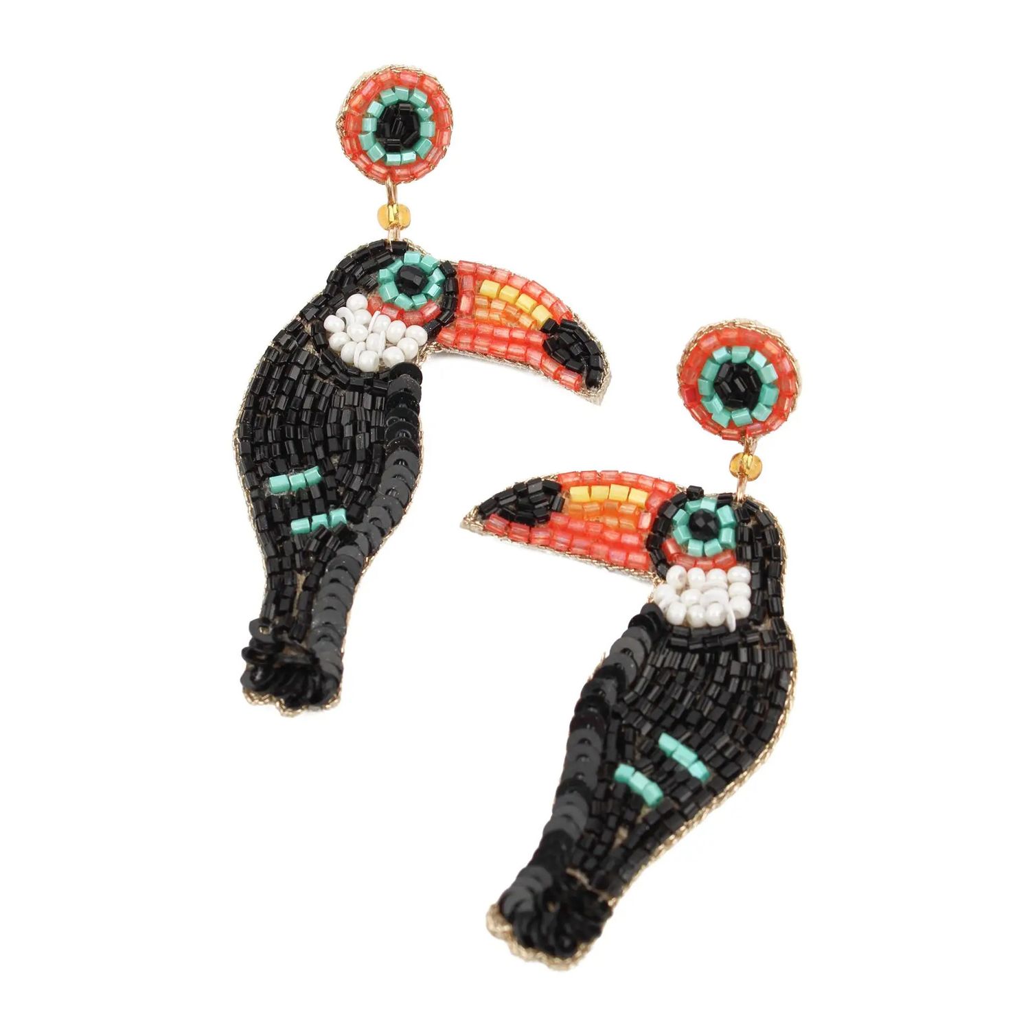 Beaded Toucan Bird Earrings