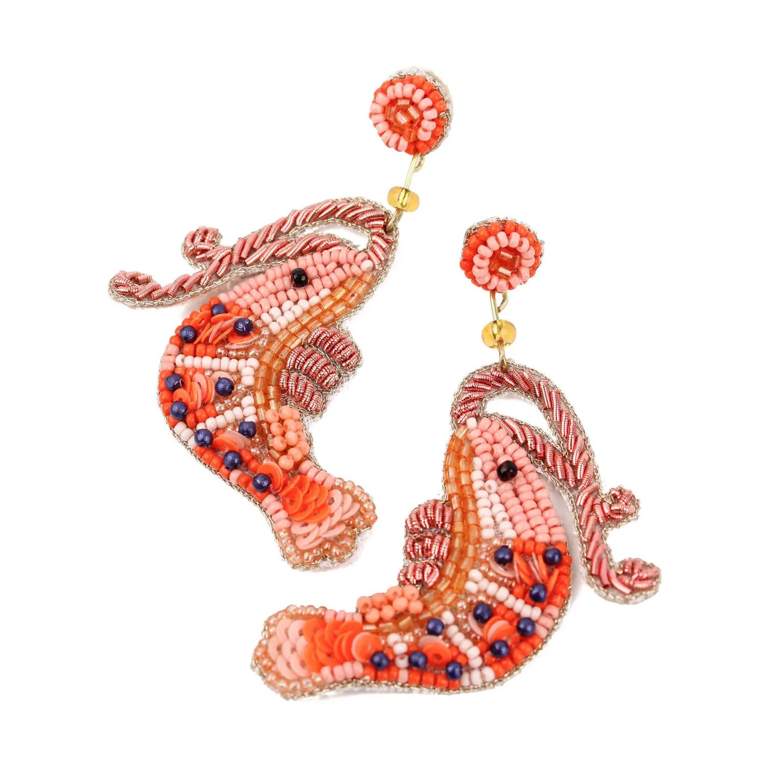 Beaded Prawn Earrings