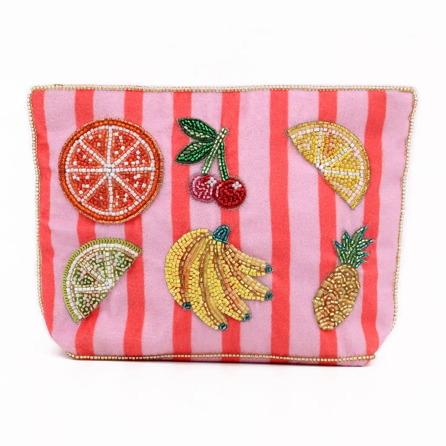 Medium Pouch Multi Fruit On Stripe