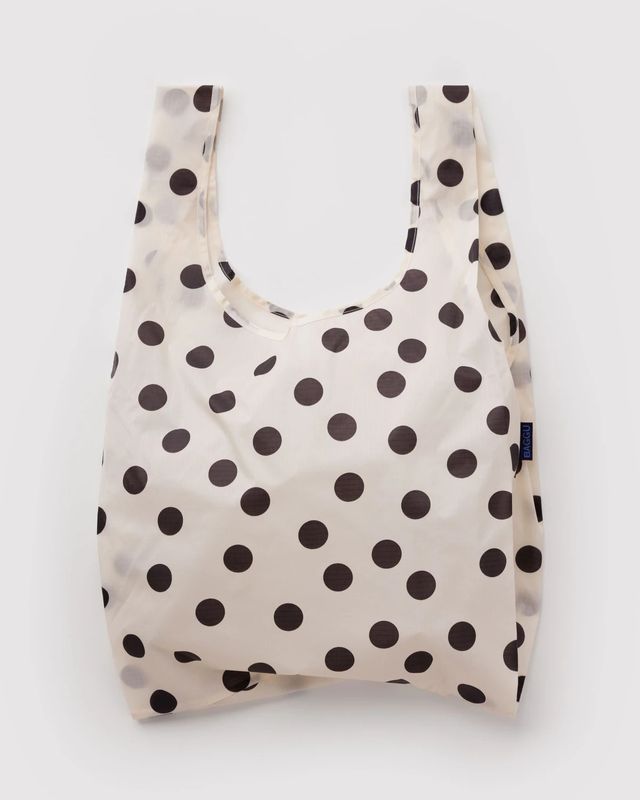 Standard Baggu Cream and Black Polka Dot