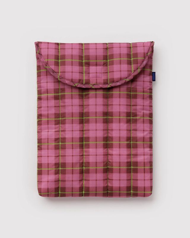 Puffy Laptop Sleeve 13"/14" Azalea Pink Tartan