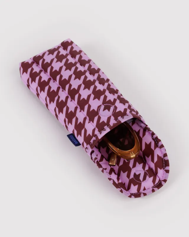 Puffy Glasses Sleeve Pink Houndstooth