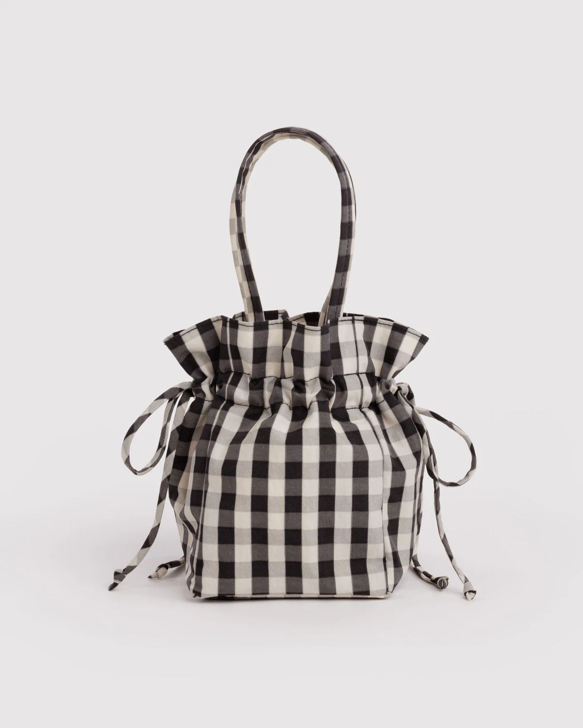 Nylon Drawstring Black and Cream Gingham