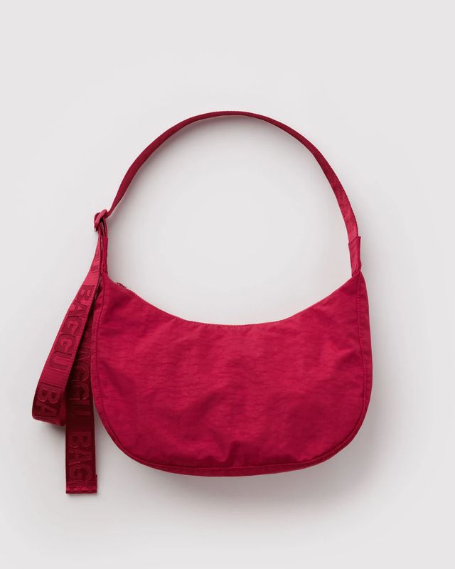 Medium Nylon  Crescent Bag Cherry