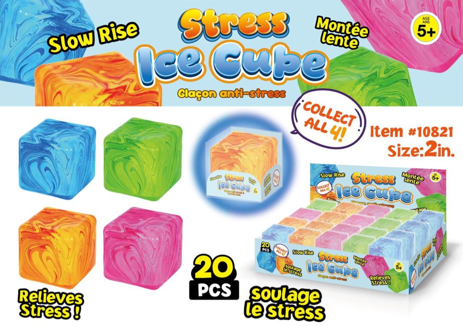 2" Slowly Rising Squeezy Cube Swirling