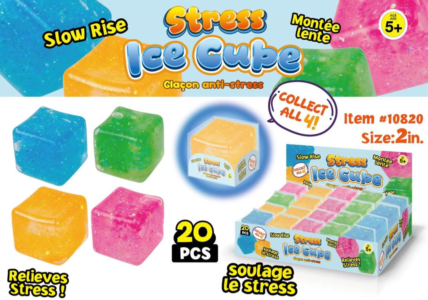 2" Slowly Rising Squeezy Cube Sparkling
