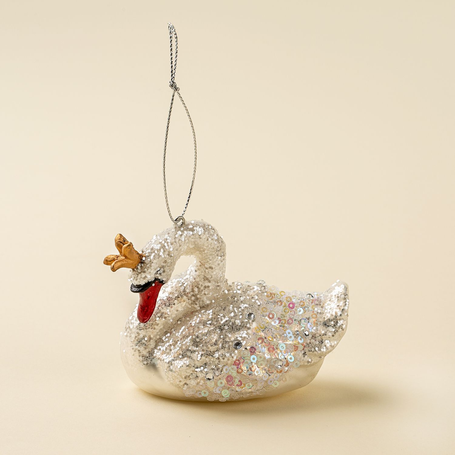 Glass Ornament Winter Swan