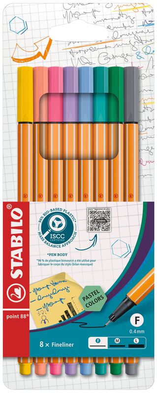 Fineliner Point 88 Pastels Set of 8