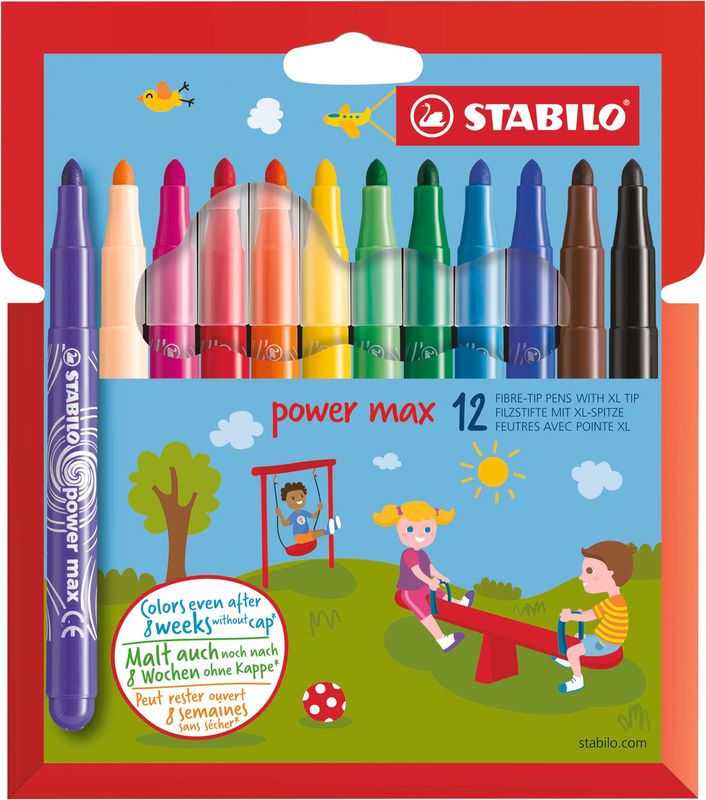 Power Max Extra-thick Fibre-tip Marker Set of 12