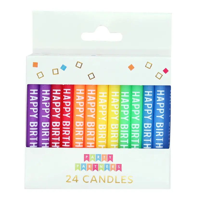 Happy Birthday Rainbow 24 Candles Set