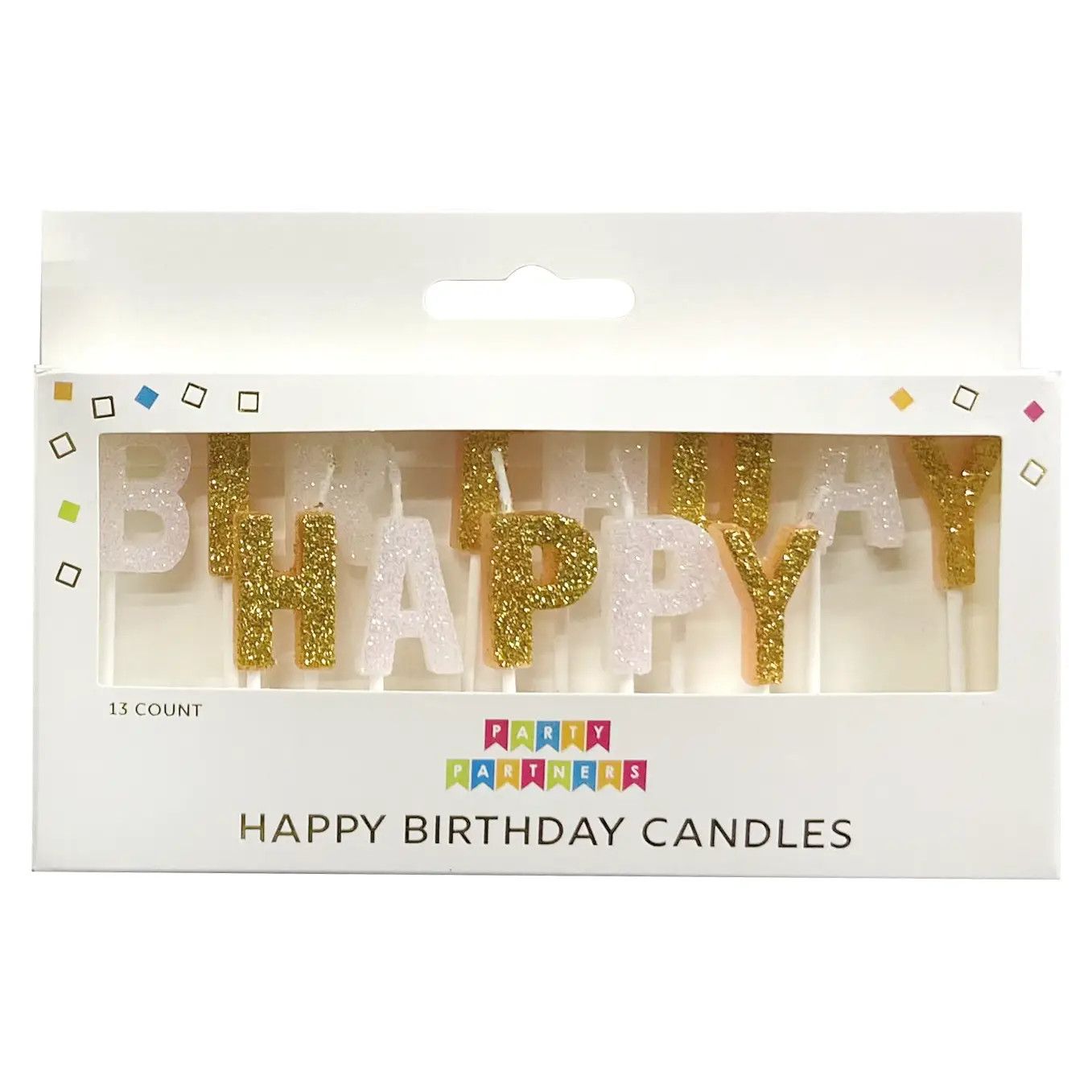 Happy Birthday Gold &amp; Glitter Candles Set