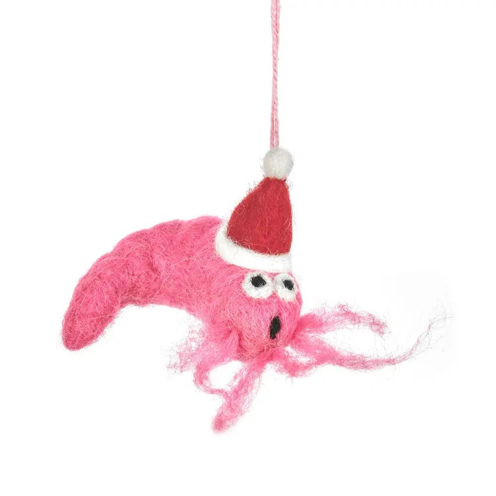 Felt Ornament Festive Prawn