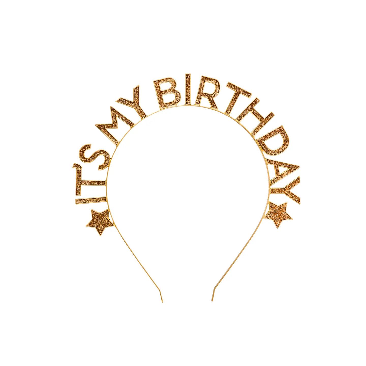 Gold "It's My Birthday" Glitter Filled Metal Headband