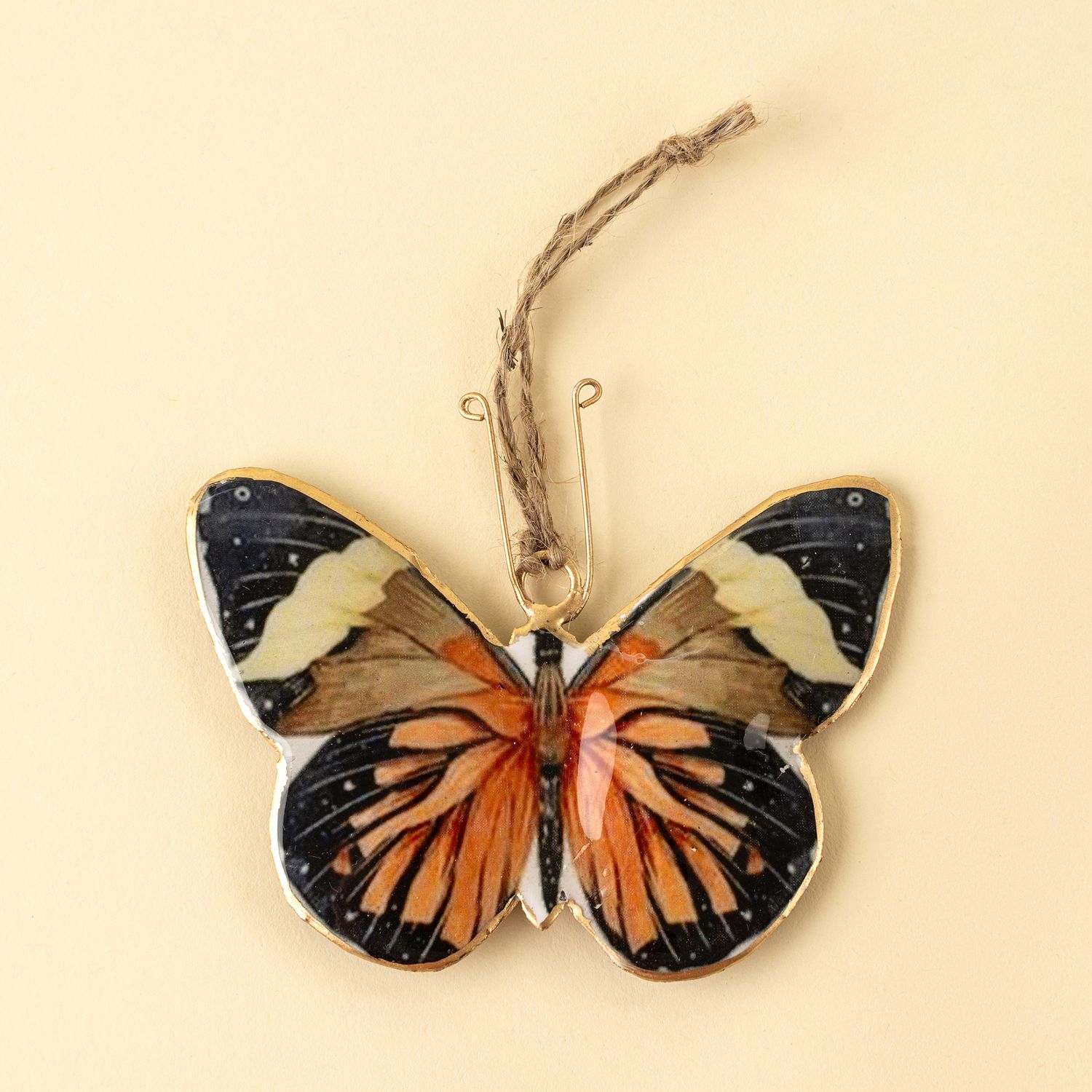 Metal Ornament Butterfly Orange / Black