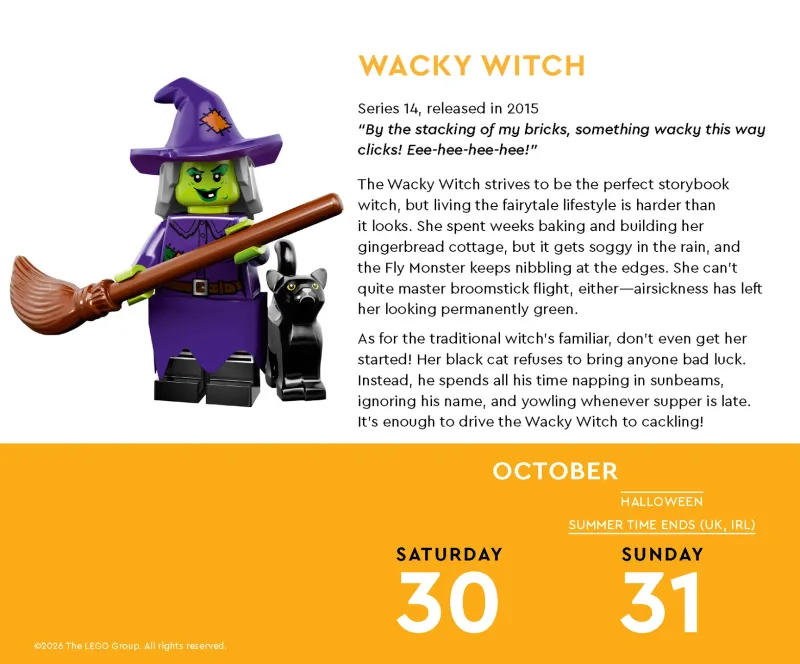 2027 LEGO Minifigure A Day Daily Calendar