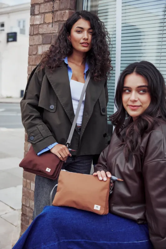 Carnaby XL Chocolate Recycled Canvas Crossbody Bag