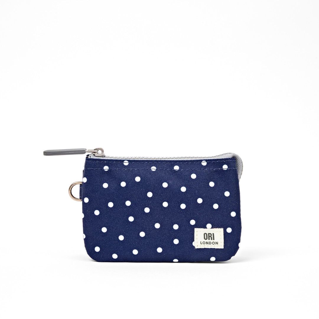 Carnaby Small Navy Polka Dot Recycled Canvas Wallet