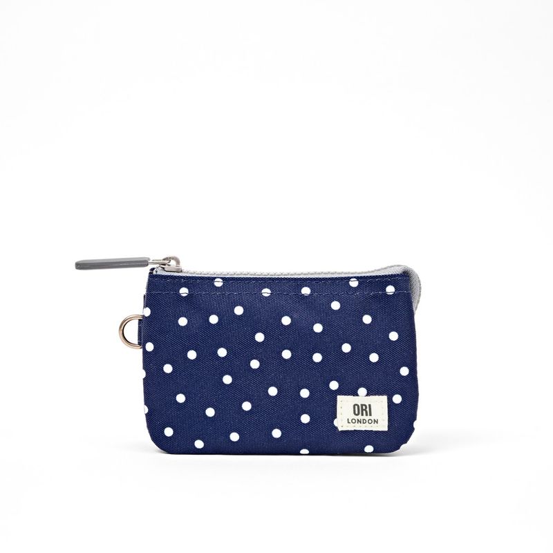 Carnaby Small Navy Polka Dot Recycled Canvas Wallet