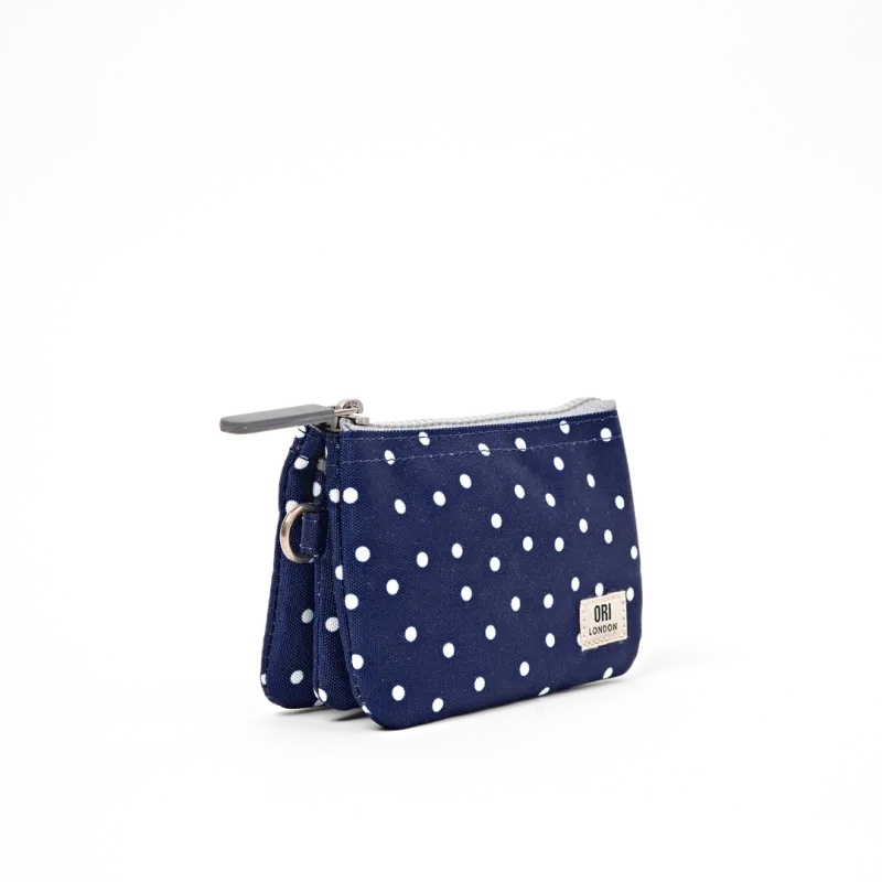 Carnaby Small Navy Polka Dot Recycled Canvas Wallet