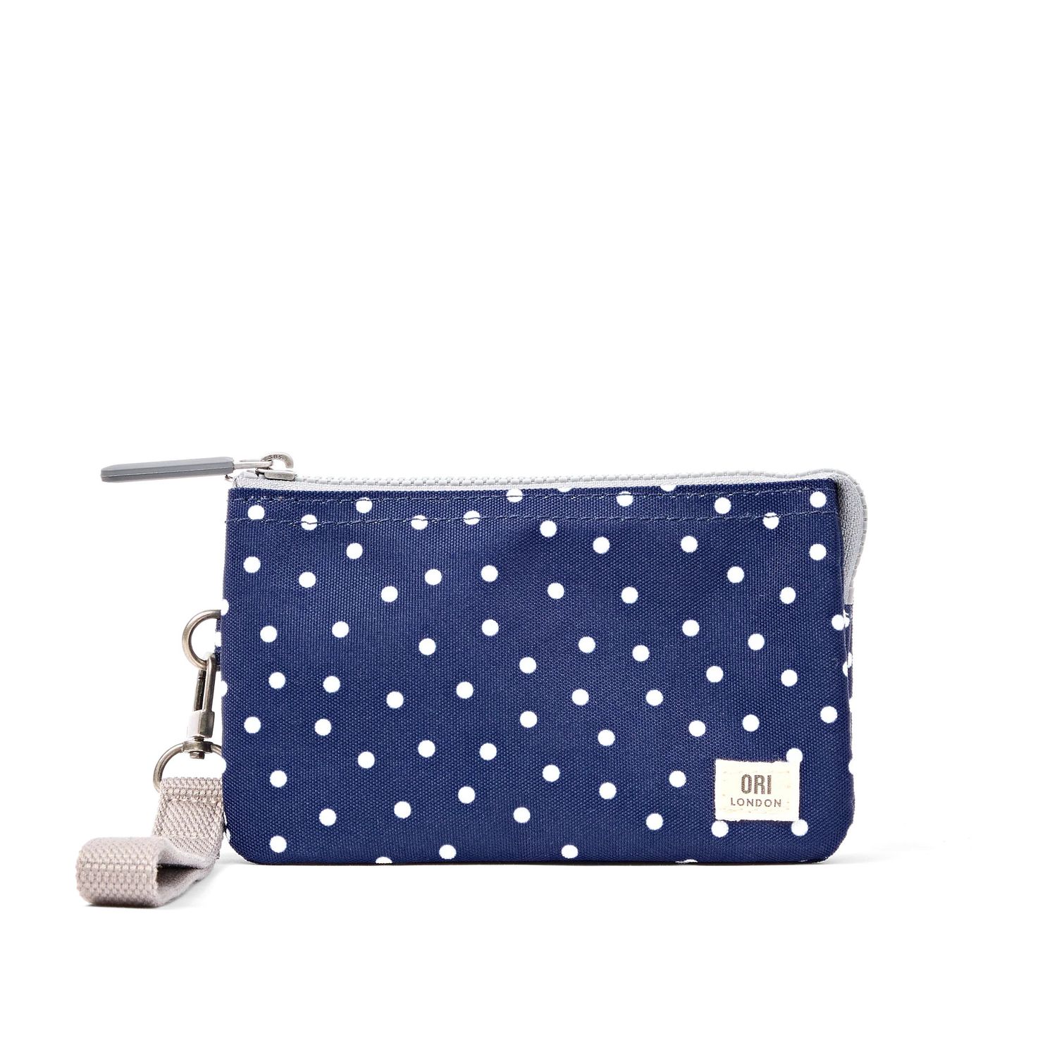 Carnaby Medium Navy Polka Dot Recycled Canvas Wallet