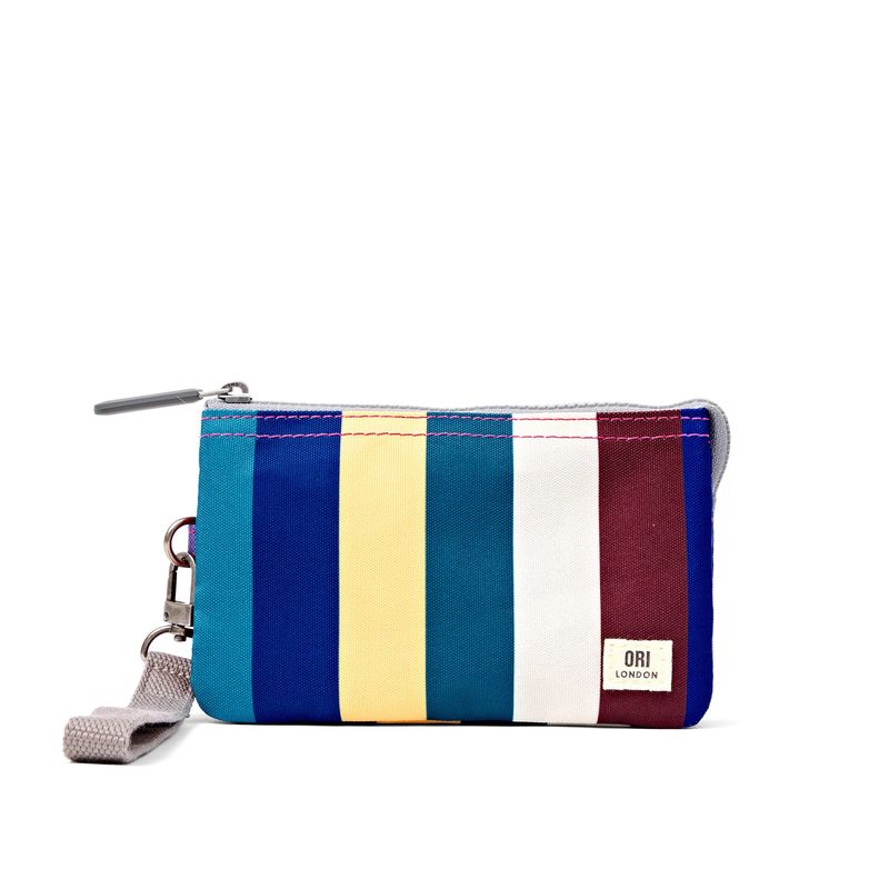 Carnaby Medium Wide Multi Stripe Recycled Canvas Wallet